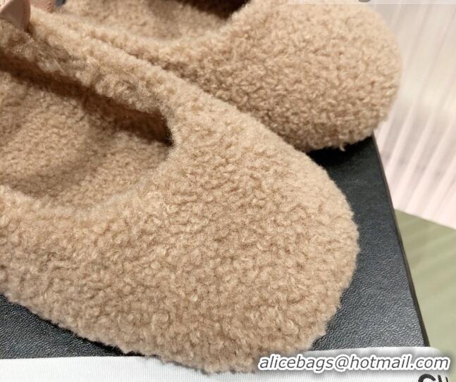 Super Quality Chanel Shearling Mary Janes Flats 112221 Brown