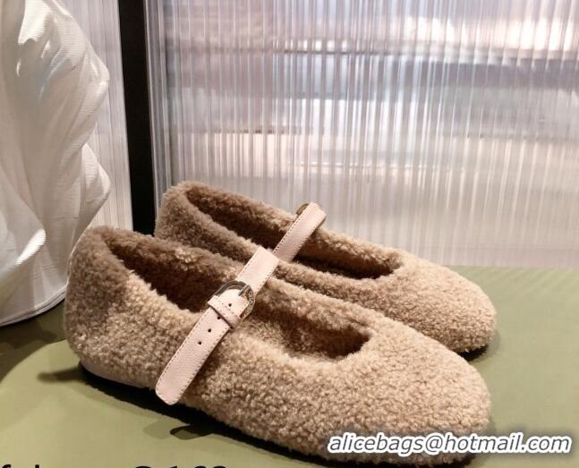 Super Quality Chanel Shearling Mary Janes Flats 112221 Brown