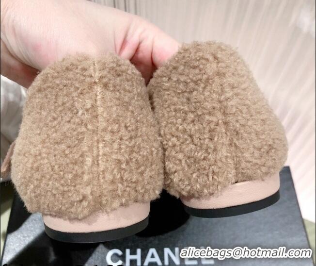 Super Quality Chanel Shearling Mary Janes Flats 112221 Brown