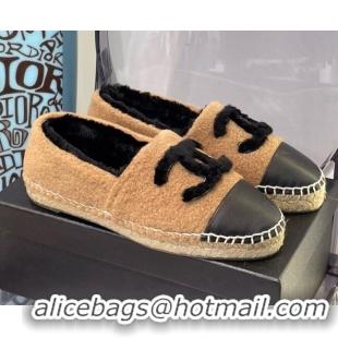 Discount Chanel Shearling Wool Espadrilles 112224 Brown/Black