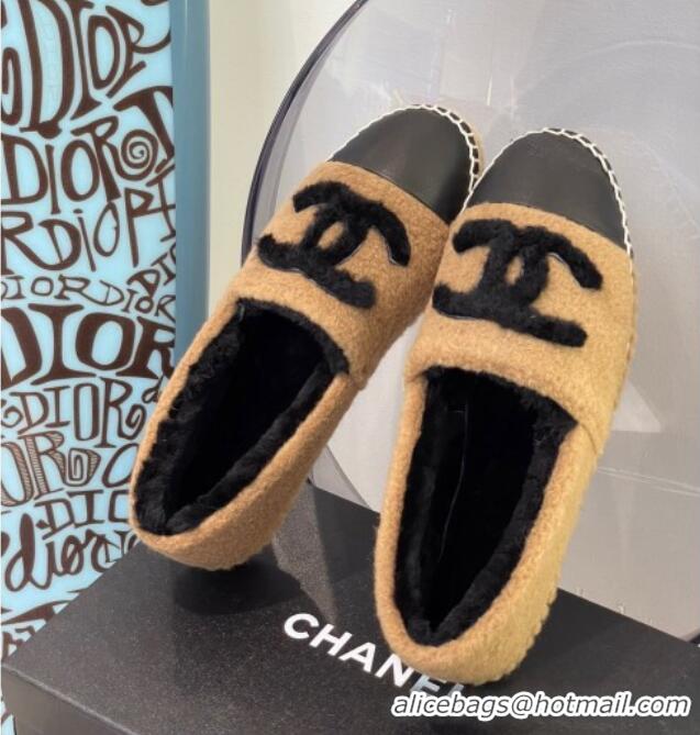 Discount Chanel Shearling Wool Espadrilles 112224 Brown/Black