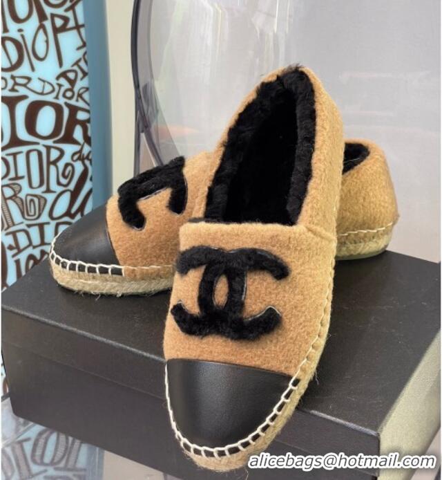 Discount Chanel Shearling Wool Espadrilles 112224 Brown/Black