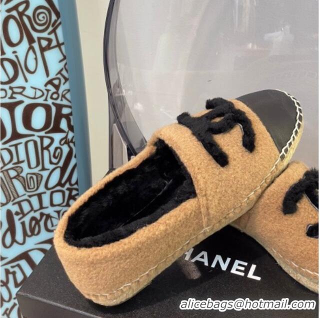 Discount Chanel Shearling Wool Espadrilles 112224 Brown/Black