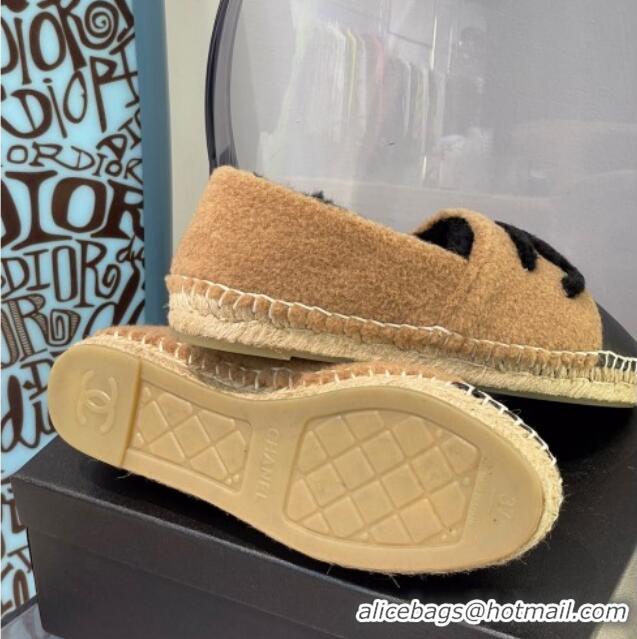 Discount Chanel Shearling Wool Espadrilles 112224 Brown/Black