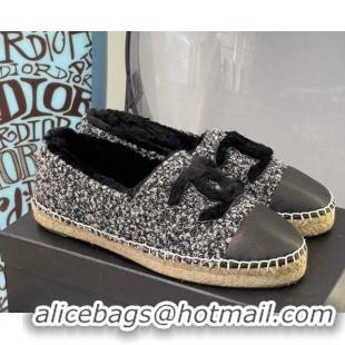 Sumptuous Chanel Tweed Wool Espadrilles 112229 Black/White