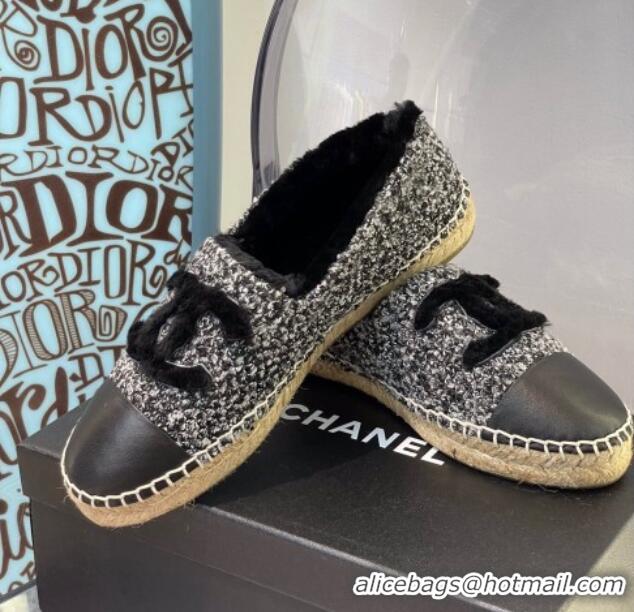 Sumptuous Chanel Tweed Wool Espadrilles 112229 Black/White