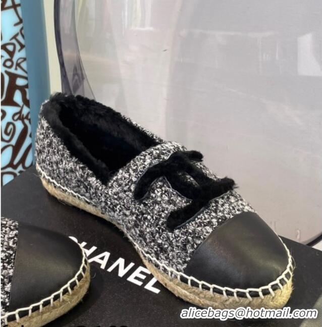 Sumptuous Chanel Tweed Wool Espadrilles 112229 Black/White