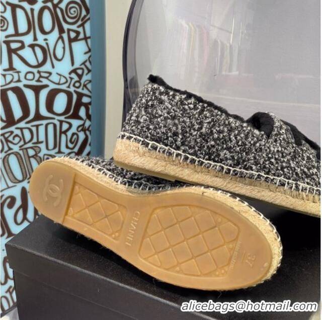 Sumptuous Chanel Tweed Wool Espadrilles 112229 Black/White