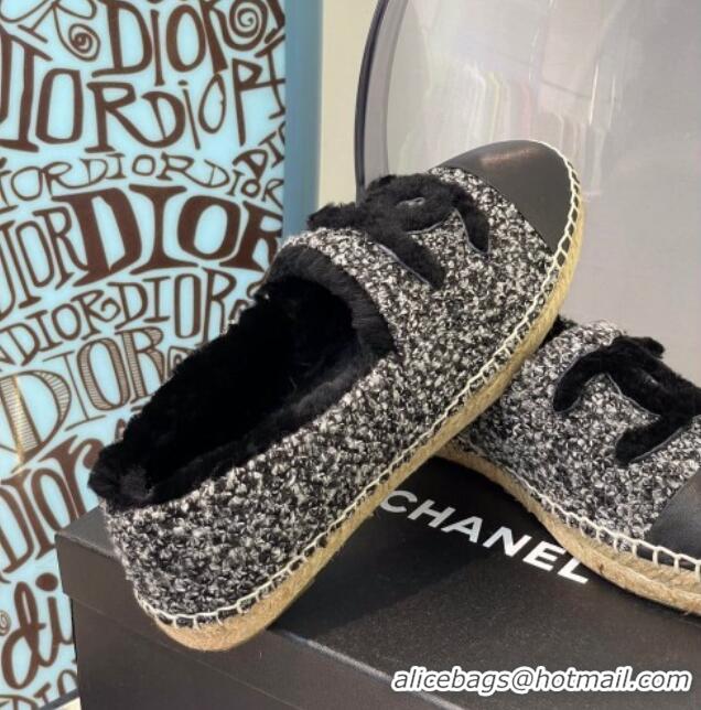 Sumptuous Chanel Tweed Wool Espadrilles 112229 Black/White