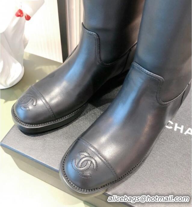 Discount Chanel Calfskin High Boots G38174 Black