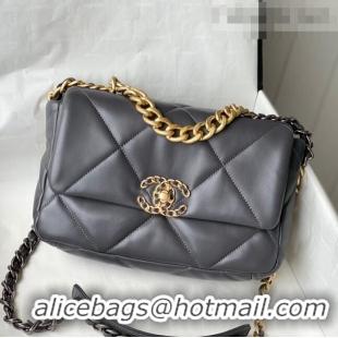 New Discount Chanel 19 Lambskin Small Flap Bag AS1160 Steel Gray 2021 TOP