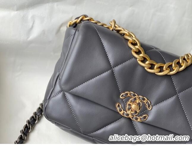 New Discount Chanel 19 Lambskin Small Flap Bag AS1160 Steel Gray 2021 TOP