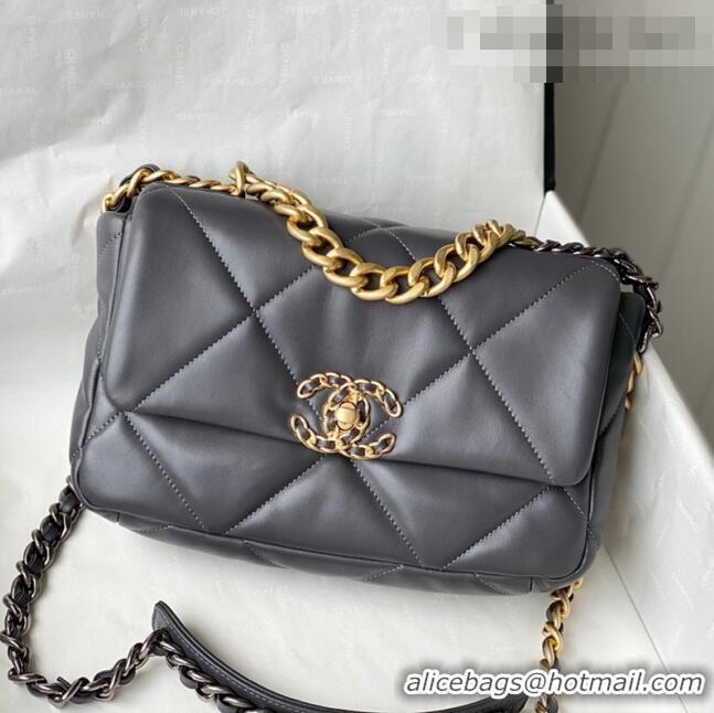 New Discount Chanel 19 Lambskin Small Flap Bag AS1160 Steel Gray 2021 TOP