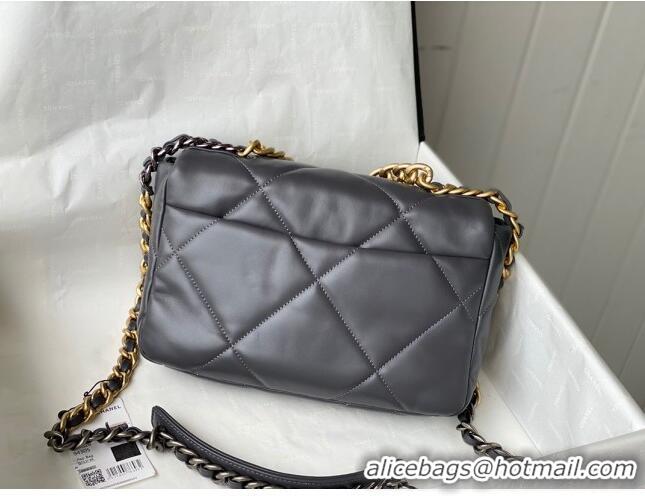 New Discount Chanel 19 Lambskin Small Flap Bag AS1160 Steel Gray 2021 TOP