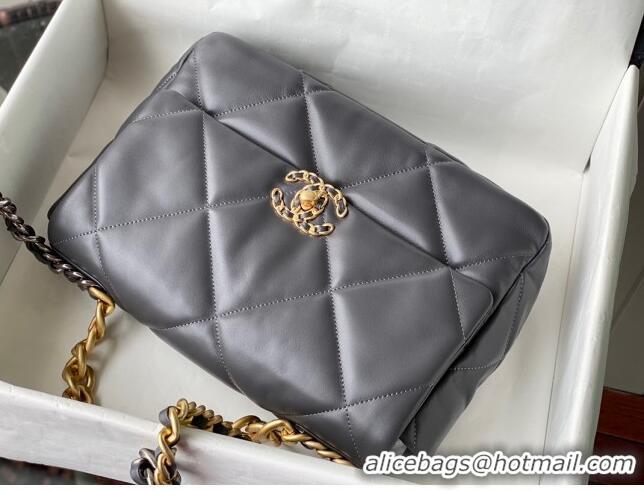 High Quality Chanel 19 Lambskin Large Flap Bag AS1161 Steel Gray 2021 TOP