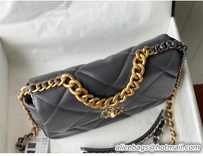 High Quality Chanel 19 Lambskin Large Flap Bag AS1161 Steel Gray 2021 TOP