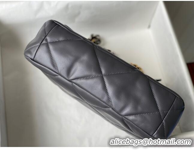 High Quality Chanel 19 Lambskin Large Flap Bag AS1161 Steel Gray 2021 TOP