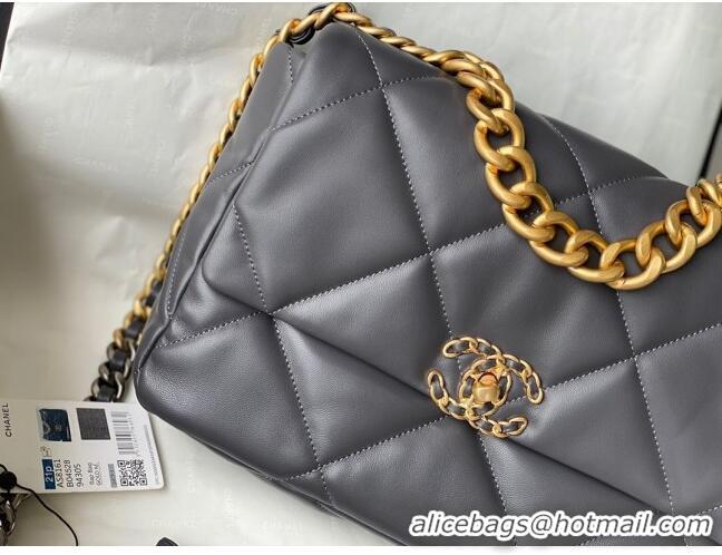 High Quality Chanel 19 Lambskin Large Flap Bag AS1161 Steel Gray 2021 TOP