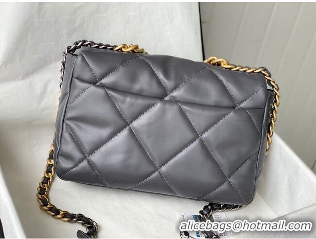 High Quality Chanel 19 Lambskin Large Flap Bag AS1161 Steel Gray 2021 TOP