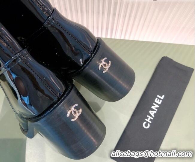 Best Design Chanel Patent Leather High Boots 7cm G38172 Black