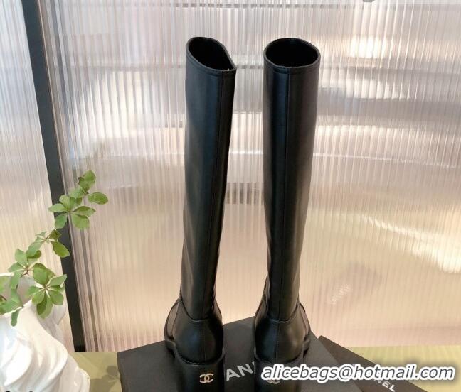 New Fashion Chanel Calfskin High Boots 7cm G38172 Black