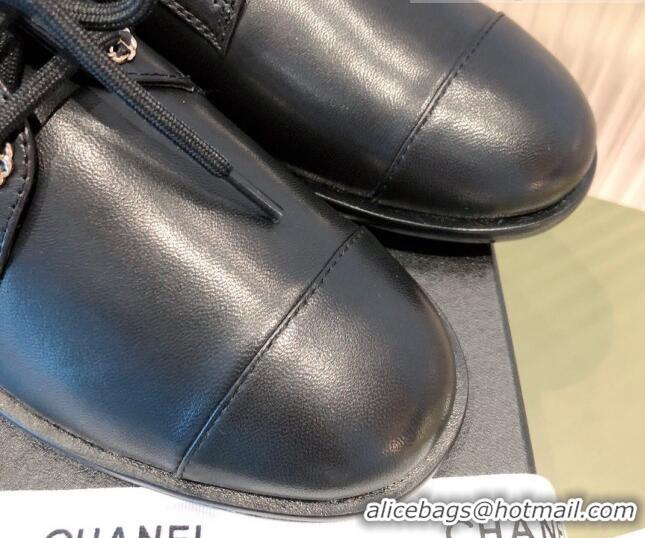 Best Luxury Chanel Calfskin Lace-ups Shoe 112254 Black