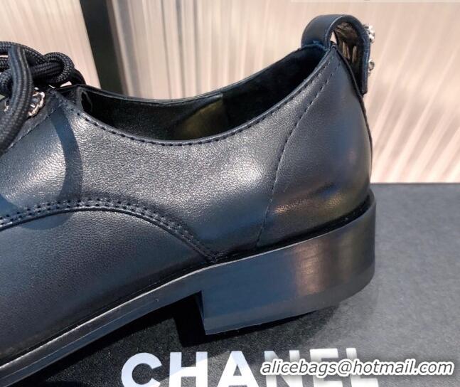 Best Luxury Chanel Calfskin Lace-ups Shoe 112254 Black