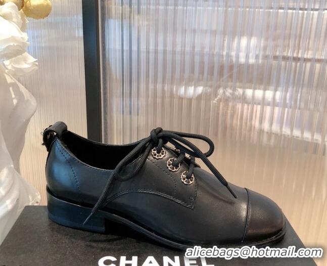 Best Luxury Chanel Calfskin Lace-ups Shoe 112254 Black