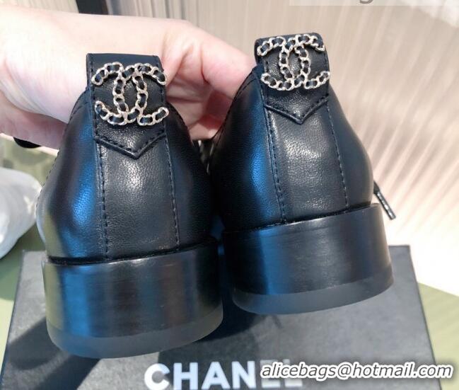 Best Luxury Chanel Calfskin Lace-ups Shoe 112254 Black