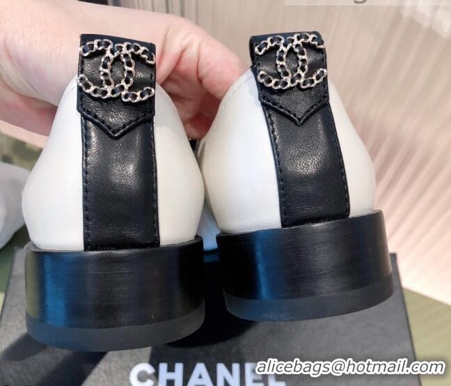 Low Price Chanel Quilted Leather Lace-ups Shoe 112255 White