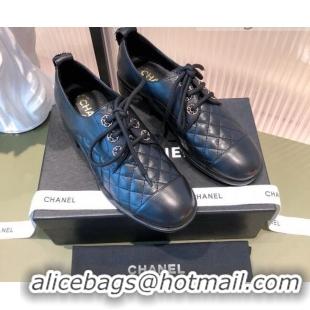 Good Quality Chanel Quilted Leather Lace-ups Shoe 112256 Black