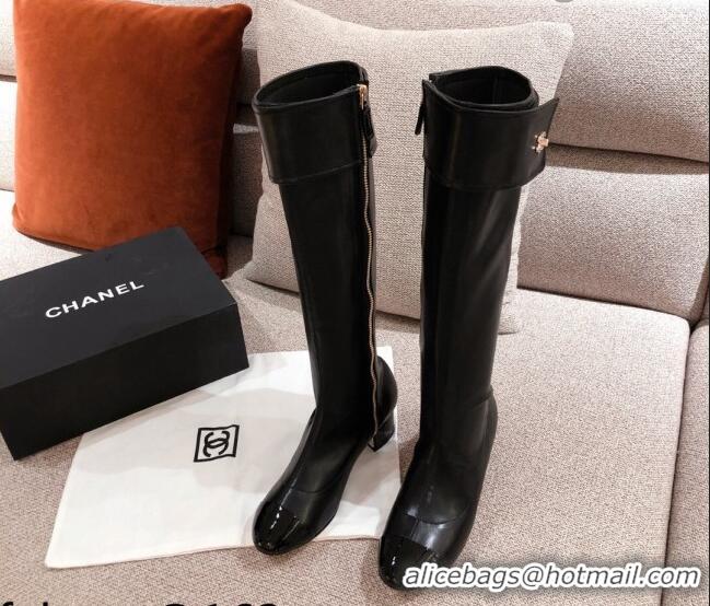 Reasonable Price Chanel Crumpled Lambskin High Boots 112262 Black