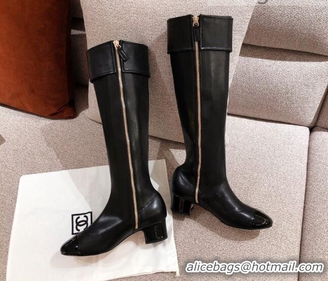 Reasonable Price Chanel Crumpled Lambskin High Boots 112262 Black