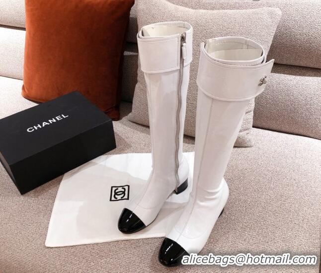 Discount Chanel Crumpled Lambskin High Boots 112262 White