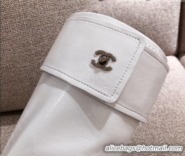 Discount Chanel Crumpled Lambskin High Boots 112262 White