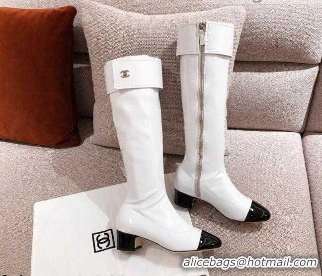 Discount Chanel Crumpled Lambskin High Boots 112262 White