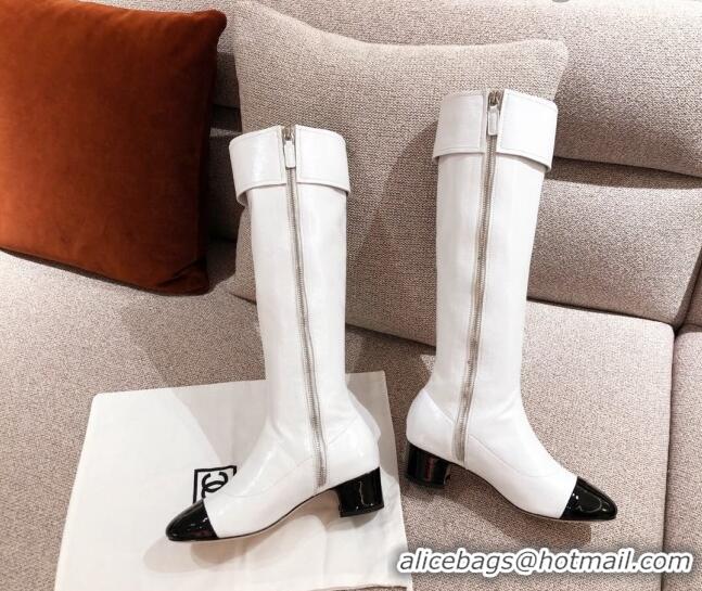 Discount Chanel Crumpled Lambskin High Boots 112262 White