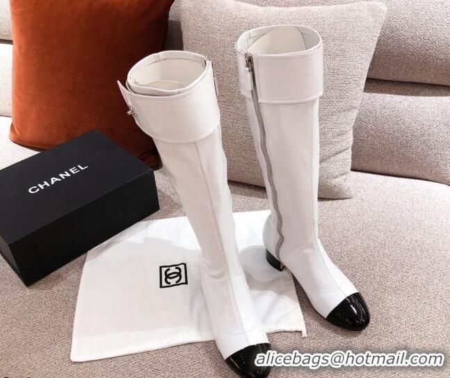 Discount Chanel Crumpled Lambskin High Boots 112262 White