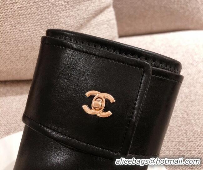 Low Cost Chanel Crumpled Lambskin Ankle Boots G35468 Black