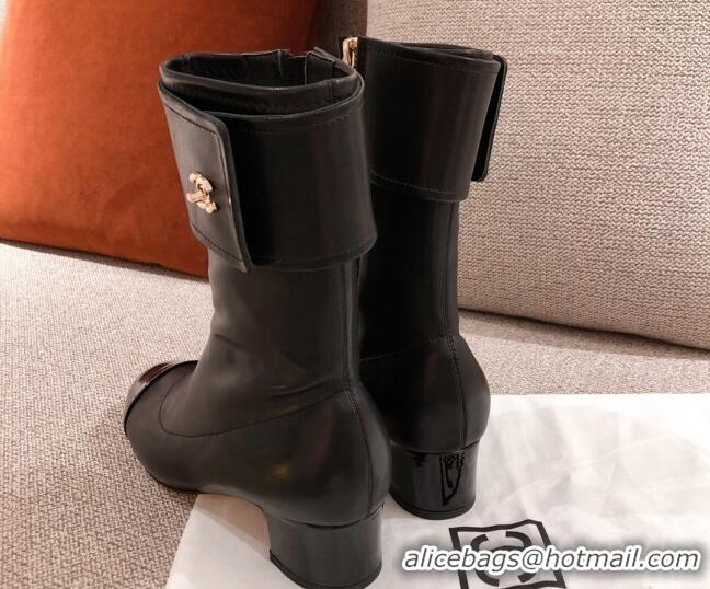 Low Cost Chanel Crumpled Lambskin Ankle Boots G35468 Black