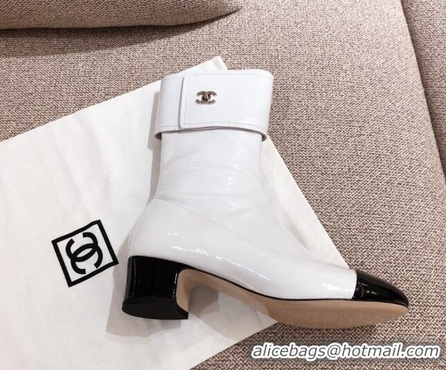 Super Quality Chanel Crumpled Lambskin Ankle Boots G35468 White