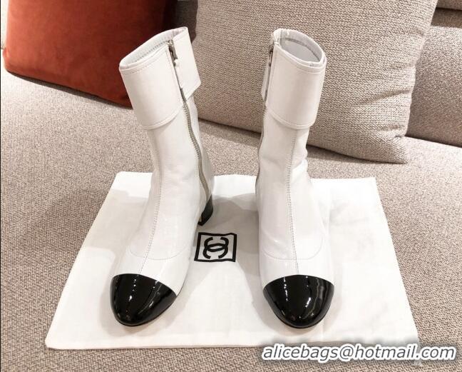 Super Quality Chanel Crumpled Lambskin Ankle Boots G35468 White