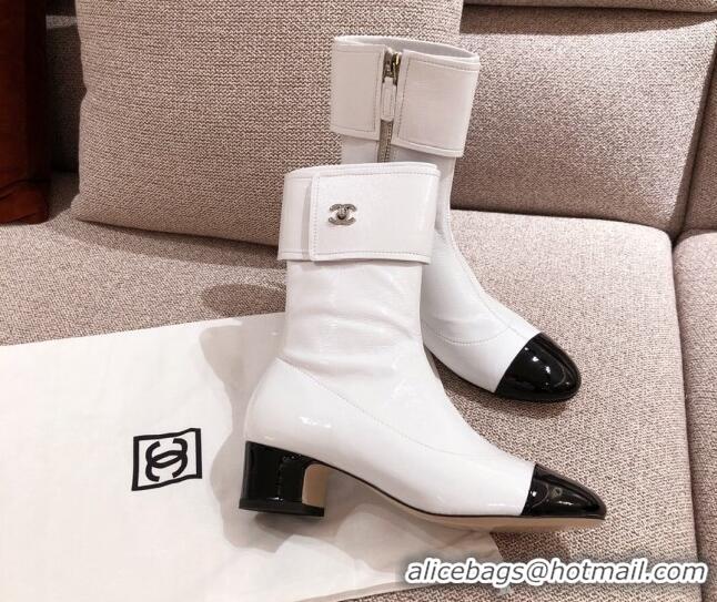 Super Quality Chanel Crumpled Lambskin Ankle Boots G35468 White