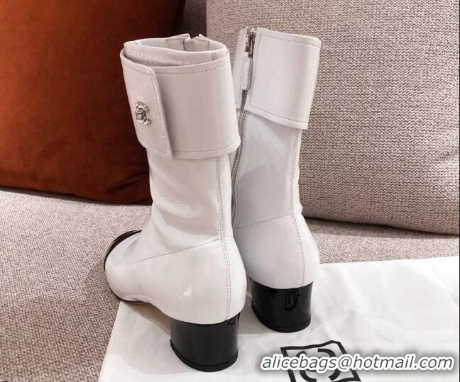 Super Quality Chanel Crumpled Lambskin Ankle Boots G35468 White