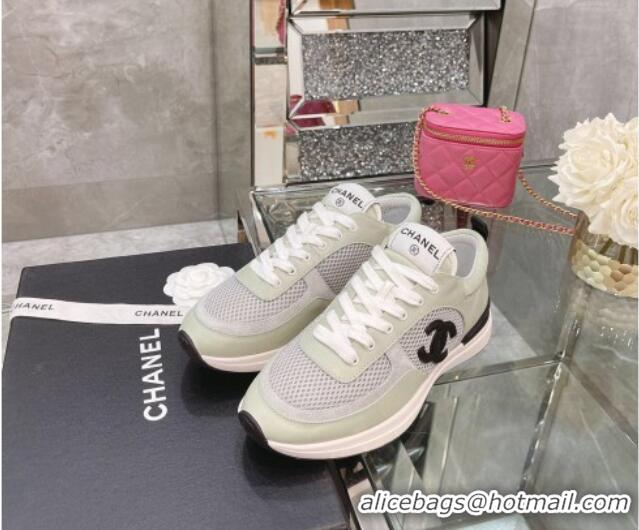 Best Quality Chanel Leather & Mesh Sneakers 112268 Gray/White