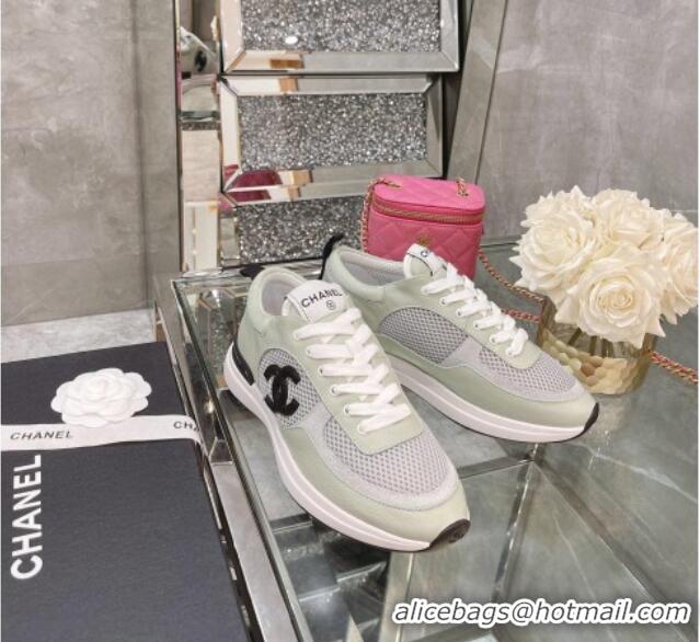 Best Quality Chanel Leather & Mesh Sneakers 112268 Gray/White