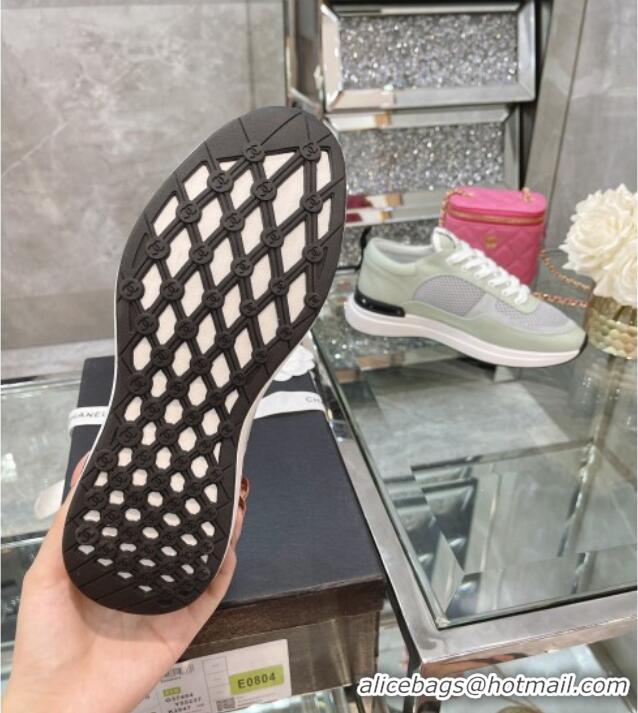 Best Quality Chanel Leather & Mesh Sneakers 112268 Gray/White