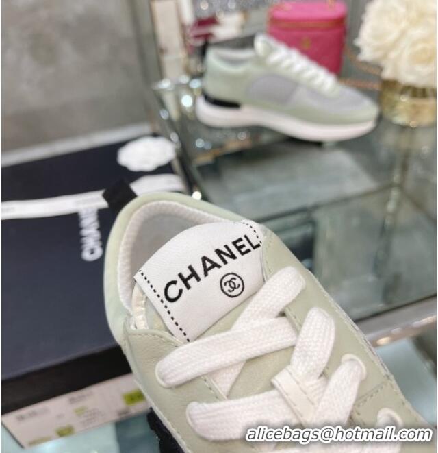 Best Quality Chanel Leather & Mesh Sneakers 112268 Gray/White