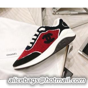 Best Price Chanel Shearling Sneakers 112269 Red