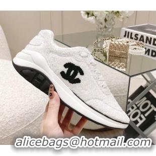 Top Grade Chanel Shearling Sneakers 112269 White